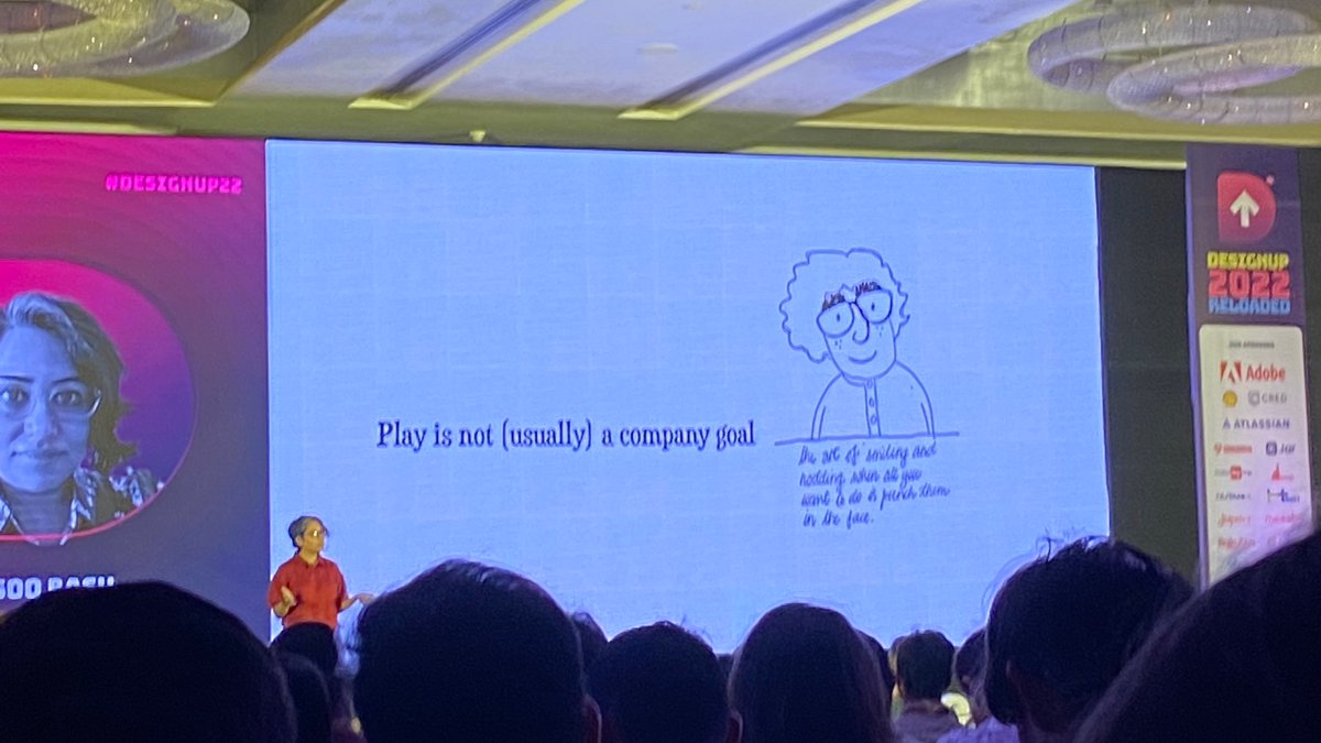 NCResq's tweet image. Really loved @soosixty’s talk at @DesignUpConf #DesignUp22 about maintaining a creative “play” mindset which is the reason we decided to become designers in the first place, even though the day to day reality of product delivery is rarely compatible with that