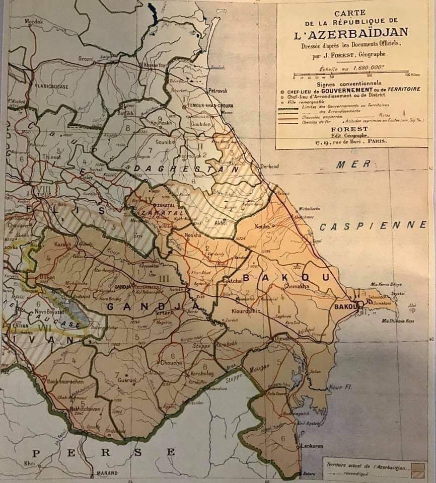 🇦🇿1918-ci ildə Fransa tərəfindən təsdiq və çap edilmiş Azərbaycan Xəritəsi. Çox PAYLAŞAQ.

🇷🇺Карта Азербайджана утверждена и издана Францией в 1918

🇬🇧 The map of Azerbaijan was approved and published by France in 1918.

#DontBelieveArmenia
#StopArmenianAggression 
#StrongAze