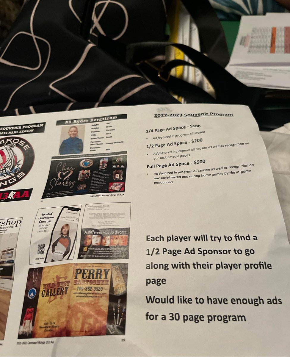 VikU13AA22_23's tweet photo. The Vikings are jumping straight into the fundraisers one being the ice melt the other an ad in their home game programs. https://t.co/5lmzBSvE2a
