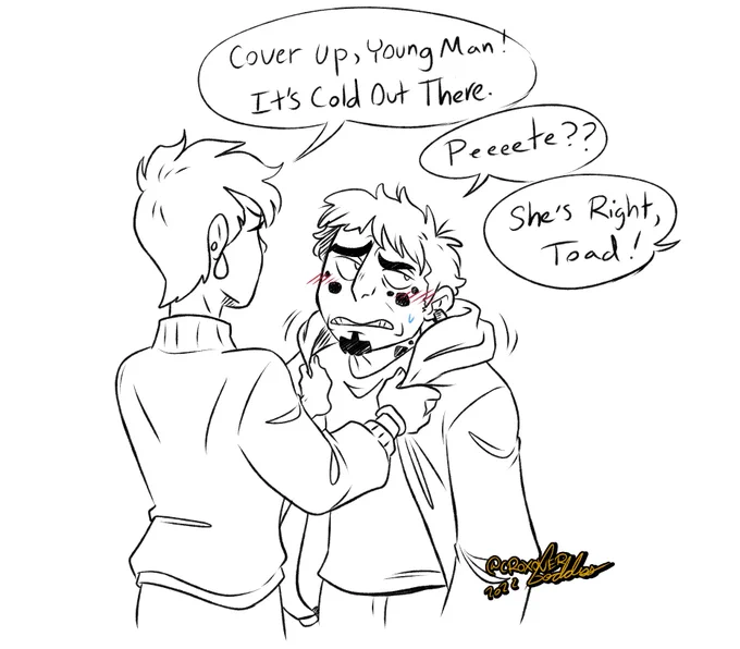 Was commissioned to draw more Toad and Aunt May since he never really had a good parental figure in his life.
This is the first doodle and I have a full body one I'm gonna finish in the morning 🐸
#brooklynheroescomic #SpiderMan 