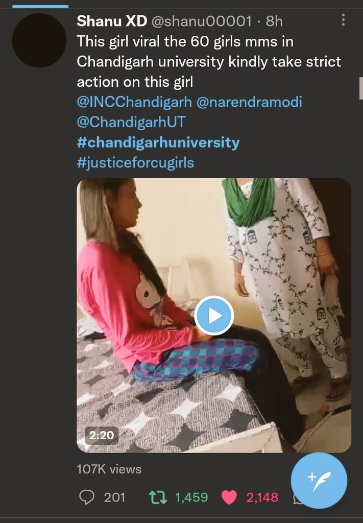 #justiceforCUgirls #chandigarhuniversity 

कब तक हम महिला अपराधियों को छोड़ते रहेंगे?? कब तक हम सिर्फ पुरुषो को ही सजा देते रहेंगे ? छोड़िए इस पुरानी मानसिकता को

यह है वो लड़की जिसने देश को किया शर्मसार 60 वीडियो नेट पर डाल कर । सजा दीजिए