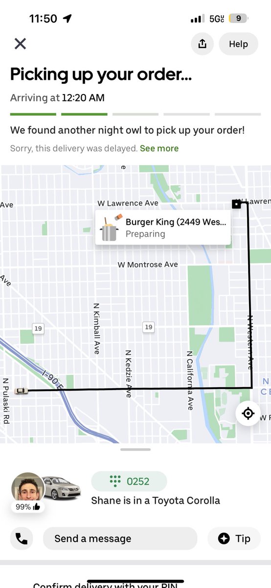 alexplain1time's tweet photo. @UberEats my experience the last 3 hours 
Order put in an hour before BK closed 
3 drivers held on to the order only to cancel it. 

Now the last driver is driving away from it. Cmon dude https://t.co/QcwEa3eX1L