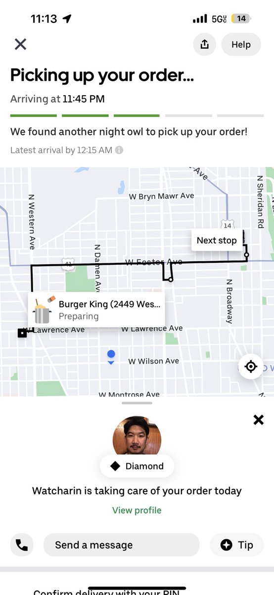 alexplain1time's tweet photo. @UberEats my experience the last 3 hours 
Order put in an hour before BK closed 
3 drivers held on to the order only to cancel it. 

Now the last driver is driving away from it. Cmon dude https://t.co/QcwEa3eX1L