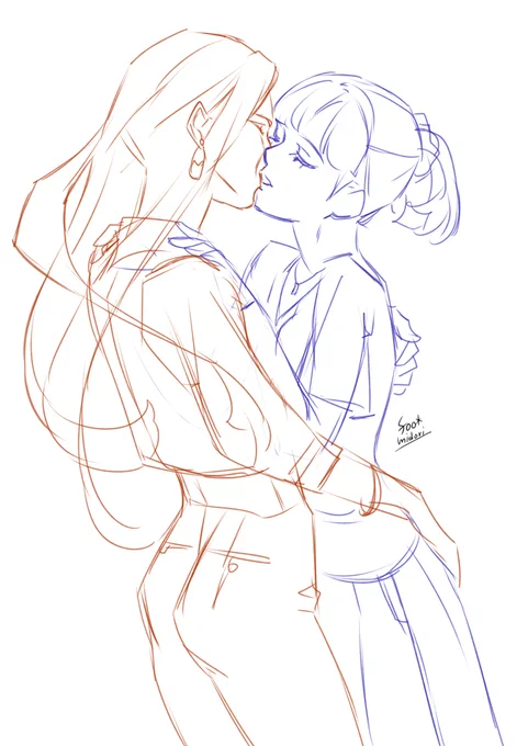 大ラフのつぎで下描きにできるようになったの百合キス 