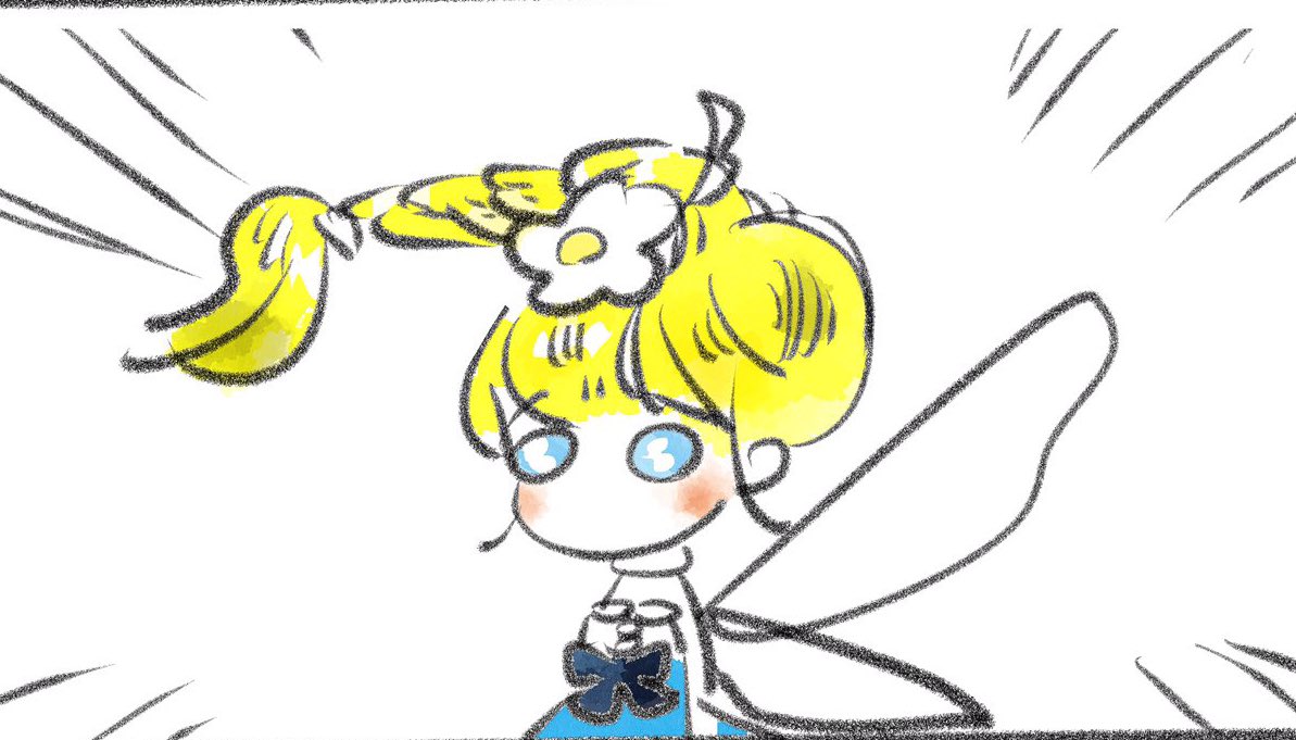 1girl solo blonde hair blue eyes wings dress fairy  illustration images