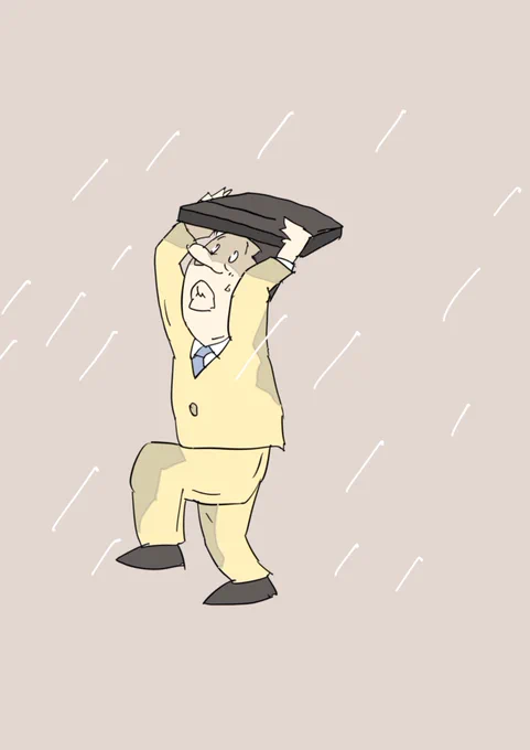 雨の中走るアナゴサン 