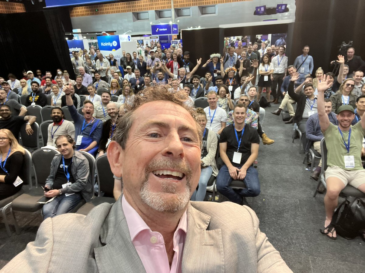 NickAbrahams's tweet photo. Thanks @AusCryptoCon - 4000 attendees shows u don’t have to go to Miami for a crypto convention. My topic was how Web3 is going Mainstream. Plenty of great stories to tell about large corporates embracing Web3 tech like crypto, NFT &amp; the #Metaverse . Fun audience 😀#crypto #nft https://t.co/fs7mctLMNA