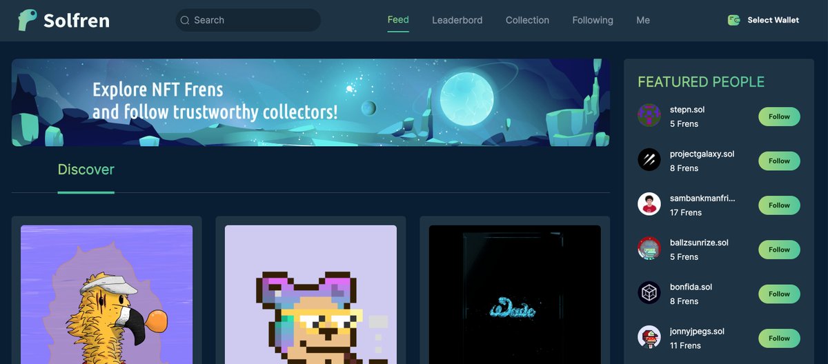 SolfrenXyz's tweet image. It has been another great week. We are close to release our v0.3 social engine. Here&apos;s a sneak peak on our old design (mobile) and new design (desktop). We also have an in-house design partner providing feedback atm. PLG go~! #Web3 #web3profile #NFTProjects