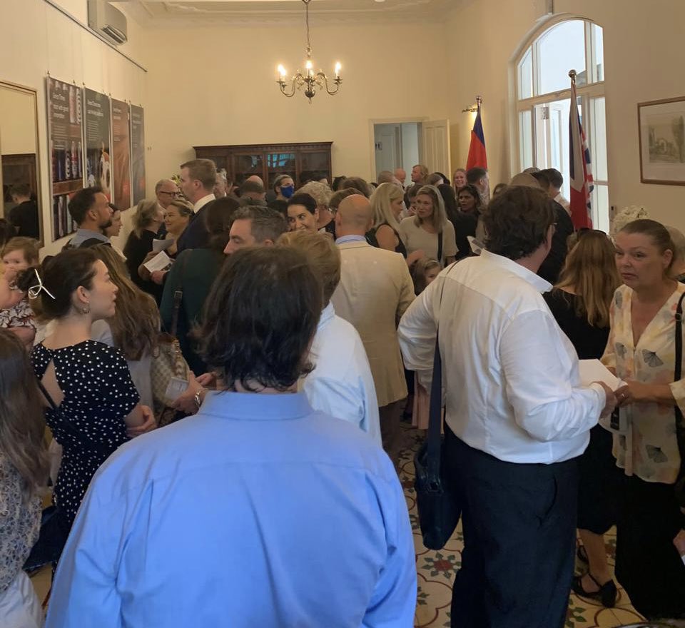 ukincambodia's tweet photo. [1/2] This morning Ambassador-Designate @DomWUK welcomed British nationals to a memorial service to mark the passing of Her Late Majesty The Queen at the Residence. https://t.co/TP4vSnZLRc