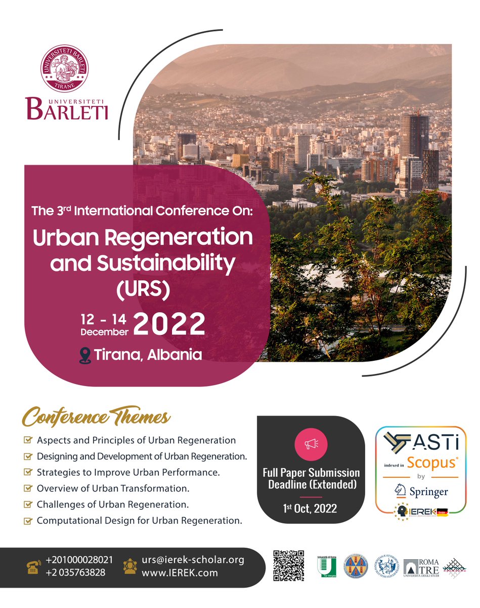 urban_urs's tweet photo. #CallforPapers
The countdown for the Urban Regeneration and Sustainability Conference has officially begun.
Based on multiple requests from our registrants, we would like to announce that the full paper submission deadline has been extended to 01 Oct 2022.
https://t.co/Ll1M9LBlCB https://t.co/g1ci9FU9te
