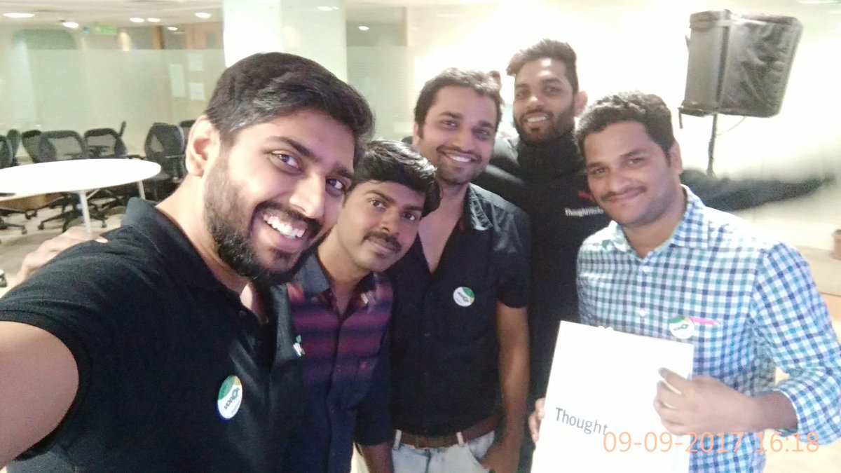 ARaveendarReddy's tweet photo. 5 years ago with @srinivasanskr and @saikrisv ππ at #vodQA event @thoughtworksIN https://t.co/GneO9MzLdF