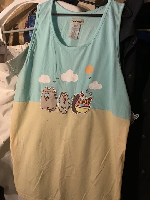 秋物、少ないな〜って衣装棚探してたら 以前pusheenの季節ごとに送られるファンアイテムの中に入ってた可愛いタンクトップ見つけちゃった

🐱………

💪🐱👊💕 