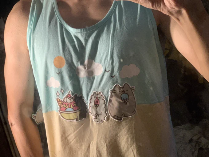秋物、少ないな〜って衣装棚探してたら 以前pusheenの季節ごとに送られるファンアイテムの中に入ってた可愛いタンクトップ見つけちゃった

🐱………

💪🐱👊💕 