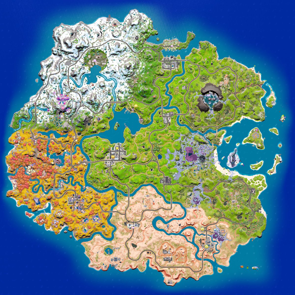 Here's a closer look at the updated map for Season 4! #FortniteParadise