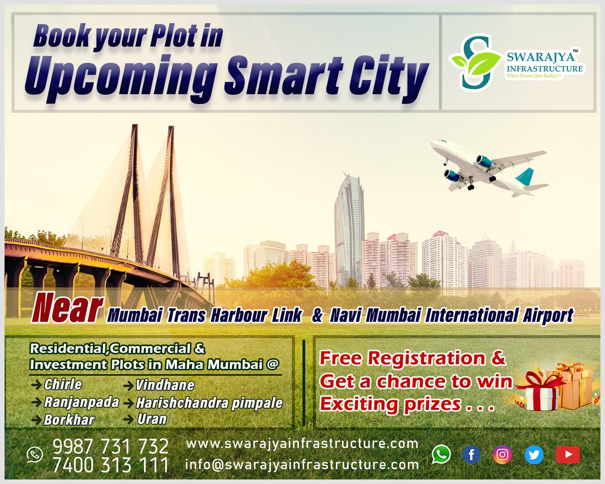 SWARAJYAINFRAS2's tweet photo. "let's plan for a free site visit to your Maha Mumbai Investment"
- Book Your Plot Near Navi-Mumbai International Airport.
Call/WhatsApp:- 9987731732/7400313111
https://t.co/pMfCcAl8Au
#Chirle #Ranjanpada #Vindhane #Landforsale #navimumbai
More information in the description https://t.co/dSUZiFaZsf