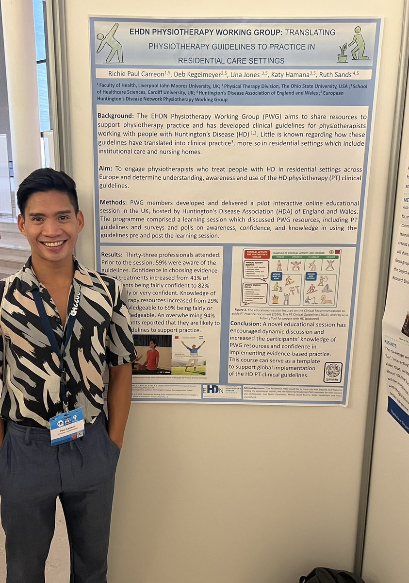 Presenting the posters from our #physiotherapy working group and my PHD study in #EHDN2022 It is a privilege to share this space with the amazing work of the HD research community #Huntingtonsdisease #hopeforHD