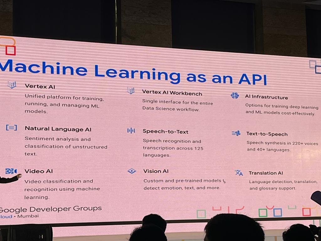 AvadhootRaikar's tweet photo. Amazing session by @Aanchalmishra__  On Machine learning and API at Google Cloud Community Day 2022 Hosted by @GDGCloudMumbai 
#GoogleCloudCommunityDay #GCCDMumbai2022 #GCCDIndia https://t.co/SixFI5jsve