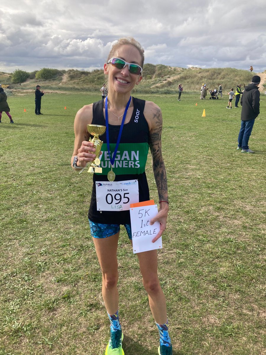 Gonein60minutes's tweet photo. 1st female in todays @PAPYRUS_Charity Nathanโs 5K in Crosby. Huge thanks to my coach @TrsCoaching for the support and guidance. I canโt talk about the wind or the grass or the inclines just yet ๐ proud to be repping for @VeganRunnersUK #vegan #run https://t.co/jHRQqzaxf1