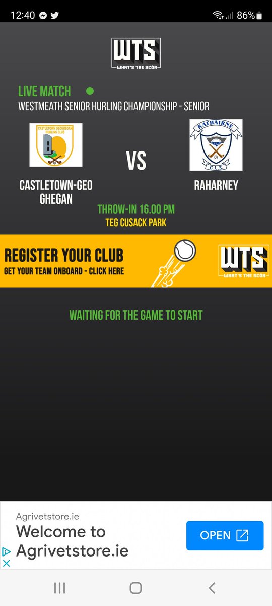 Big match today in Cusack SHC semi final all support welcome 🙏