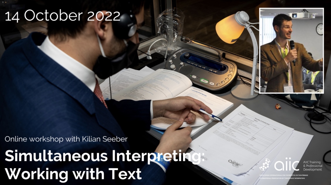 INT-FTI (@interpretingfti) on Twitter photo Having to simultaneously interpret speakers who read? Getting manuscripts but not sure how to best prep them? Then register here
aiic.org/client/event/r…
for Prof. <a href="/KilianGSeeber/">KilianGSeeber</a>'s online seminar for @aiiconline on 14 October.
<a href="/FTI_UNIGE/">FTI_UNIGE</a> <a href="/UNIGEnews/">Université de Genève</a> Having to simultaneously interpret speakers who read? Getting manuscripts but not sure how to best prep them? Then register here
aiic.org/client/event/r…
for Prof. <a href="/KilianGSeeber/">KilianGSeeber</a>'s online seminar for @aiiconline on 14 October.
<a href="/FTI_UNIGE/">FTI_UNIGE</a> <a href="/UNIGEnews/">Université de Genève</a>