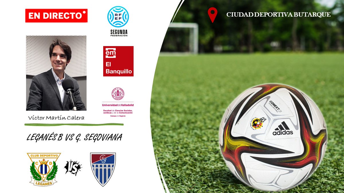 Esta tarde en directo desde las 17.05h <a href="/VictorCalera/">Víctor Martín Calera</a> retransmitirá por audio en YouTube 🎙️📻 el partido entre <a href="/CanteraPepinera/">Cantera C.D. Leganés</a> vs <a href="/lagimnastica/">Gimnástica Segoviana S.A.D.</a> ⚽️ de <a href="/Segunda_RFEF/">Segunda Federación</a> 

síguelo a través de este enlace 🔗➡️ youtu.be/vVt4DOad_cM

Te esperamos 😜🔝