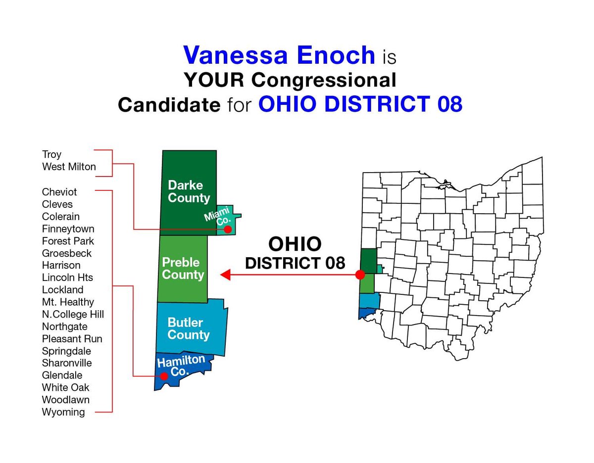 DrVEnoch's tweet photo. If you live here, you can vote for me (Vanessa Enoch) on November 8th. Please make a plan to vote early (in-person or absentee) or to vote in person on Election Day. https://t.co/8BVcxvGHZG #OH8 #Vote #Donate #ElectEnoch https://t.co/n70p6uX2xC