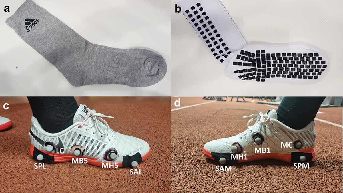 🧦Grip socks improve slalom course #performance and reduce in-shoe foot displacement of the forefoot in male and female sports players By @Appsy_C and colleagues Check out the regular sock and the grip sock investigated: tandfonline.com/doi/full/10.10…