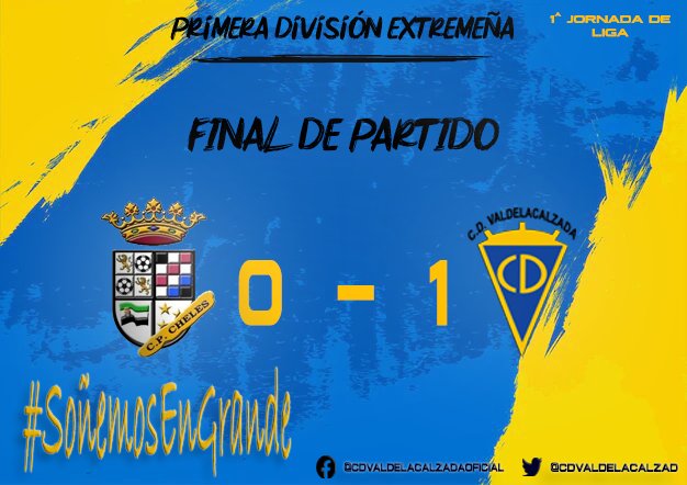 CDValdelacalzad's tweet photo. 🎙𝗙𝗶𝗻𝗮𝗹 𝗱𝗲 𝗽𝗮𝗿𝘁𝗶𝗱𝗼
ℙℝ𝕀𝕄𝔼ℝ𝔸 𝔻𝕀𝕍𝕀𝕊𝕀𝕆́ℕ 𝔼𝕏𝕋ℝ𝔼𝕄𝔼ℕ̃𝔸

@CPCheles 0

@CDValdelacalzad 1
⚽️Pirri

Victoria sufrida en la 1ra Jornada, hay que seguir así.

¡A por el siguiente!

¡Enhorabuena equipo!👏

¡VAMOS EQUIPO!💪
#SoñemosEnGrande https://t.co/JsQ0m9oiFD