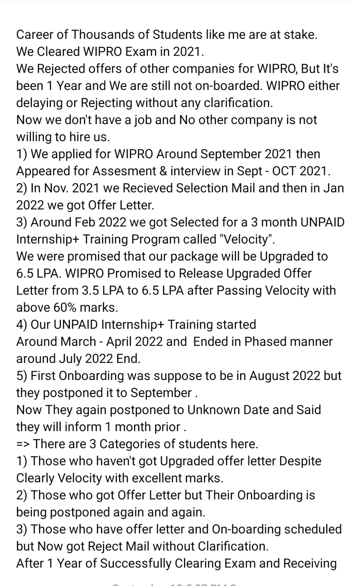 PawanKa94662348's tweet photo. #WiproOnboardUs2022
Save us wipro https://t.co/UHn6EzsI8i