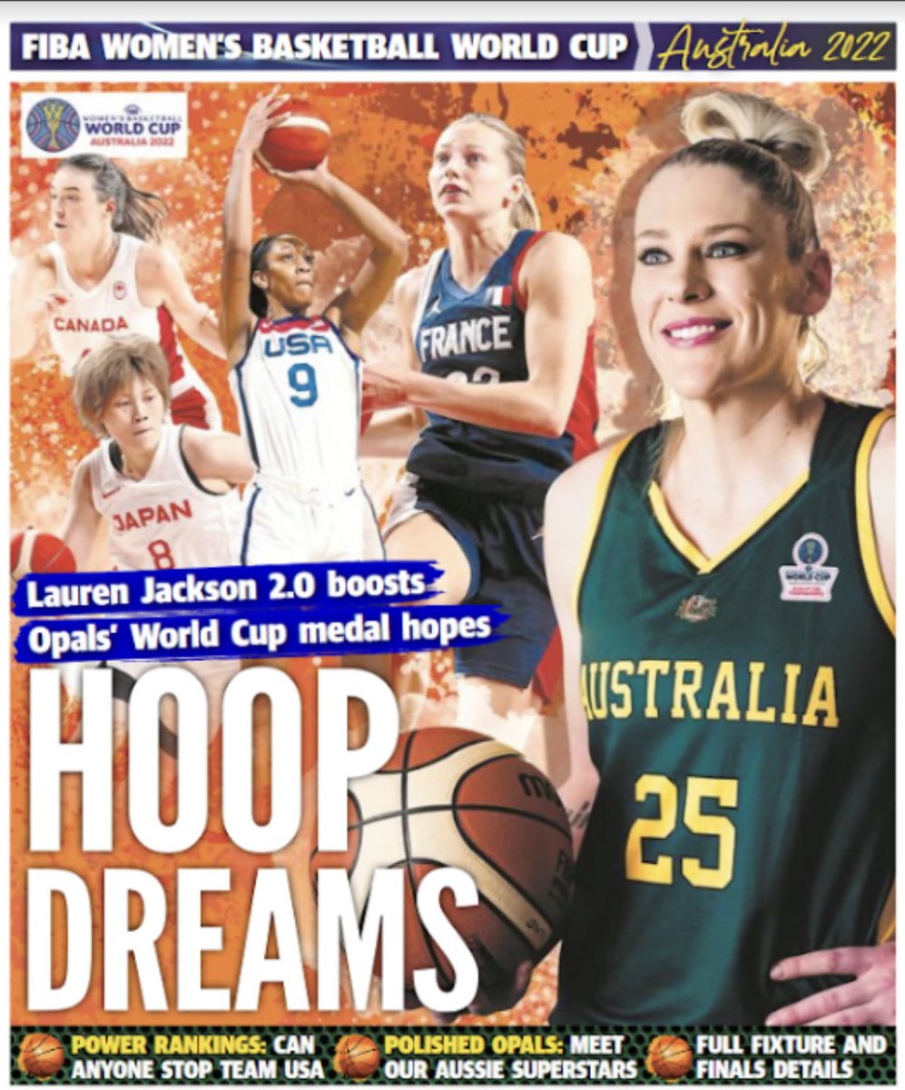 Don’t miss our 8-page ⁦<a href="/FIBAWWC/">Women's Hoops by FIBA</a>⁩ preview guide featuring a ⁦<a href="/laurenej15/">Lauren Jackson AO OLY</a>⁩ interview, power rankings, ⁦<a href="/BasketballAus/">Basketball Australia</a>⁩ Opals player profiles &amp; more. Exclusive to Monday’s ⁦<a href="/dailytelegraph/">The Daily Telegraph</a>⁩ ⁦<a href="/theheraldsun/">Herald Sun</a>⁩ ⁦<a href="/couriermail/">The Courier-Mail</a>⁩ ⁦<a href="/theTiser/">The Advertiser</a>⁩ papers