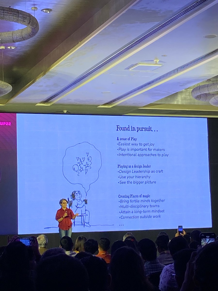 NCResq's tweet image. Really loved @soosixty’s talk at @DesignUpConf #DesignUp22 about maintaining a creative “play” mindset which is the reason we decided to become designers in the first place, even though the day to day reality of product delivery is rarely compatible with that