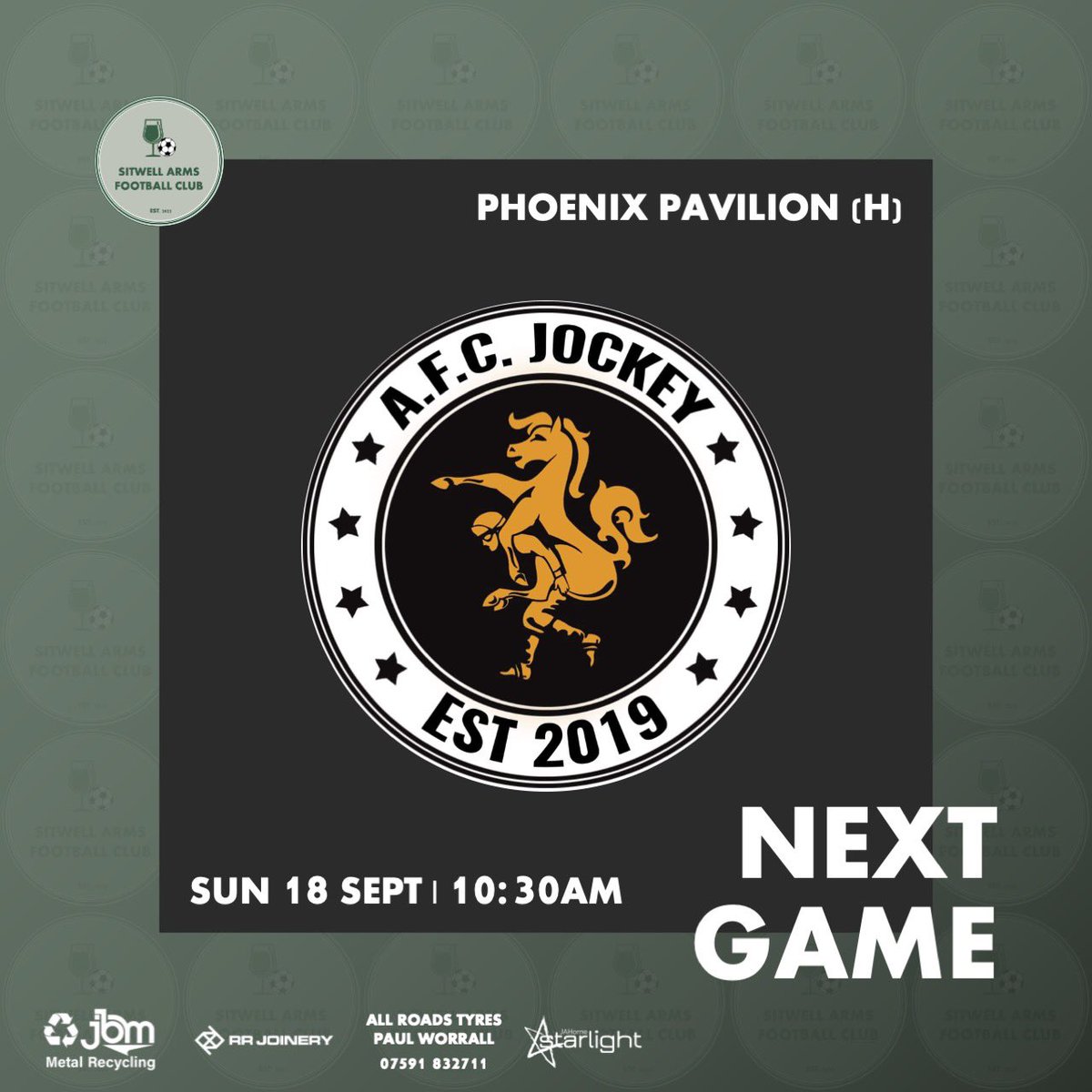 sitwellarmsfc's tweet photo. 𝐈𝐓’𝐒 𝐌𝐀𝐓𝐂𝐇 𝐃𝐀𝐘 

We play our first competitive home game of the season, today! 💪

🕥 10:30am KO
📍 Phoenix Pavilion (H)

#sitwellarms @rdslfootball https://t.co/qA8EArhydT