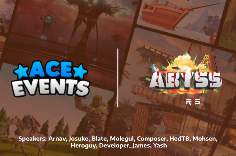 AceDevArnav's tweet photo. Annnnd it's out!
Ace Events X Abyss 🤯

Abyss Development Panel - Project management

Special thanks to @_JosuKami and @NotBlate for this collaboration with @playabyss 

RSVP now!
https://t.co/aQPxf0opdR

#RobloxDev #Roblox https://t.co/cQZKy6SZ9g