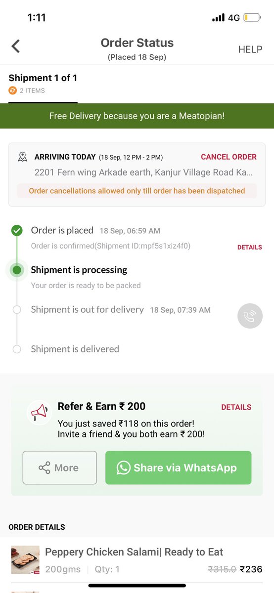 Mayubho's tweet photo. @LiciousFoods @LiciousFoods order is out for delivery since 7.49am&amp; still not delivered till 1.30pm. You guys are randomly changing slots from 8-10 to first 10-12 &amp; now 12-2pm.Super pathetic cx service. All ur cx exe are WFH with no solution. Haven’t received any call https://t.co/ap07abRkKI
