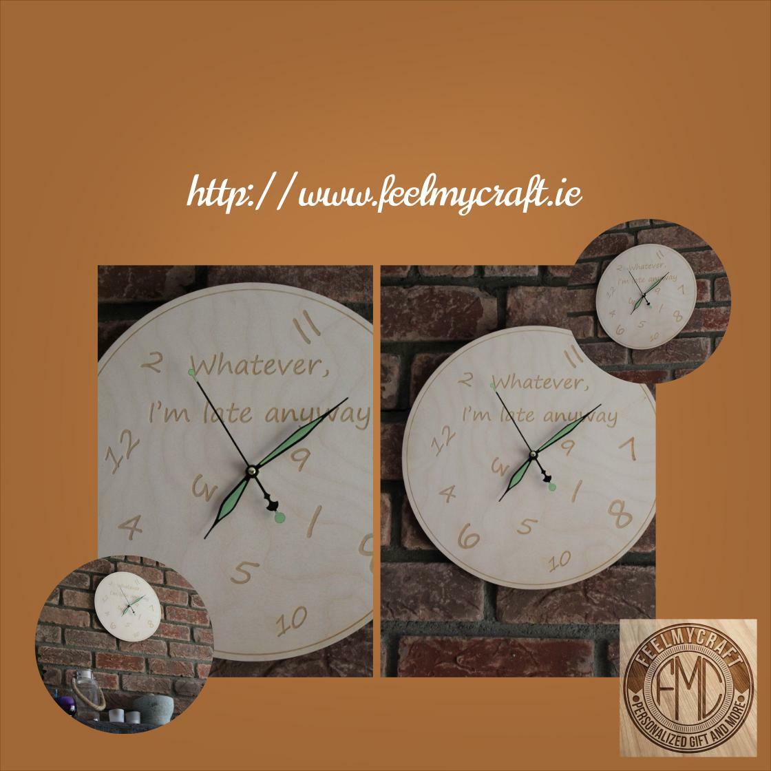 FeelMyCraft's tweet image. 🐕 Big deals! Funny Wooden Clock Whatever, I’m late anyway only at €35.0 on feelmycraft.ie/listing/646180… Hurry. #IrishClock #IrelandClock