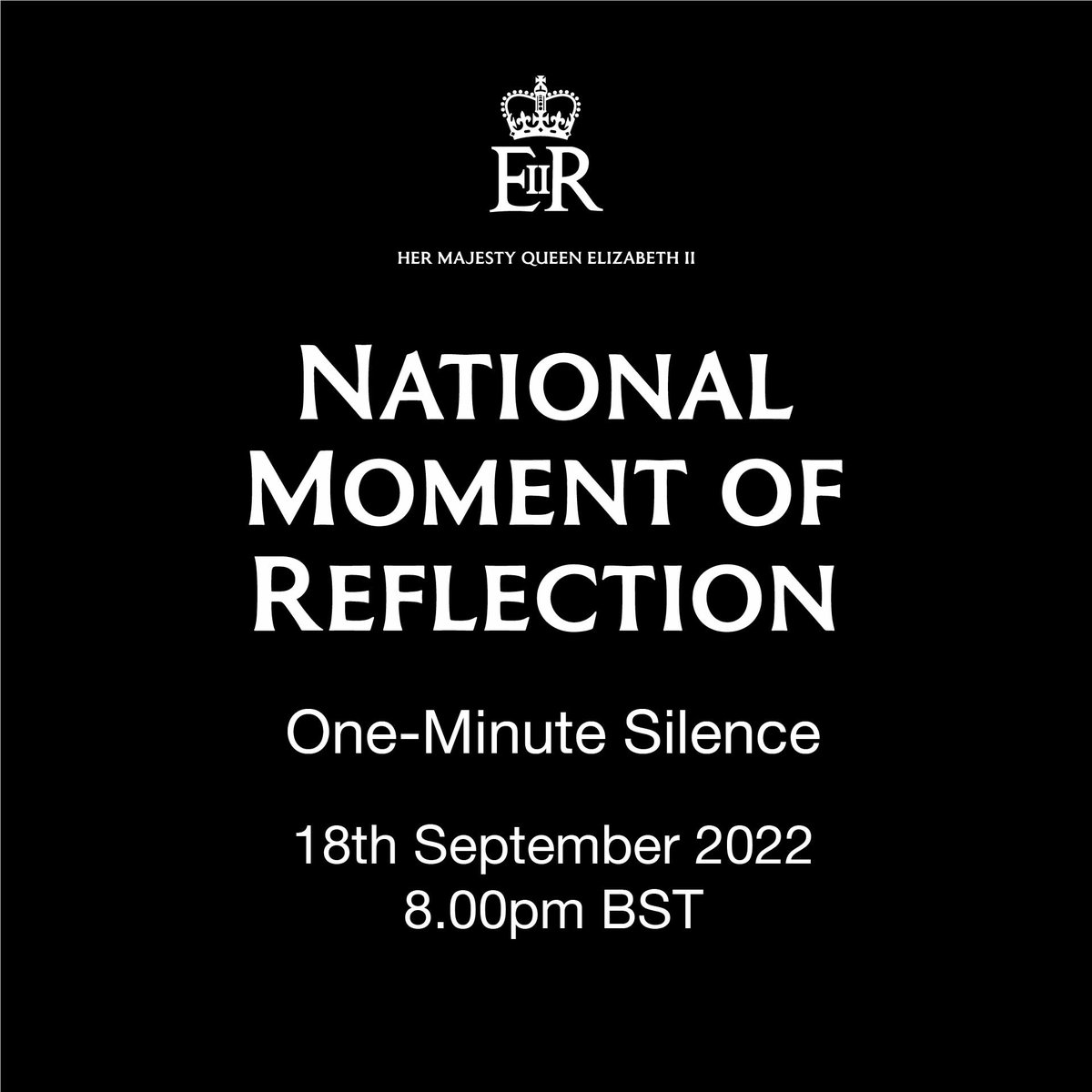 NELFT's tweet photo. The National Moment of Reflection will take place at 8pm tonight to mourn the passing of Her Majesty Queen Elizabeth II and reflect on her life and legacy. https://t.co/HHQmEXnkve