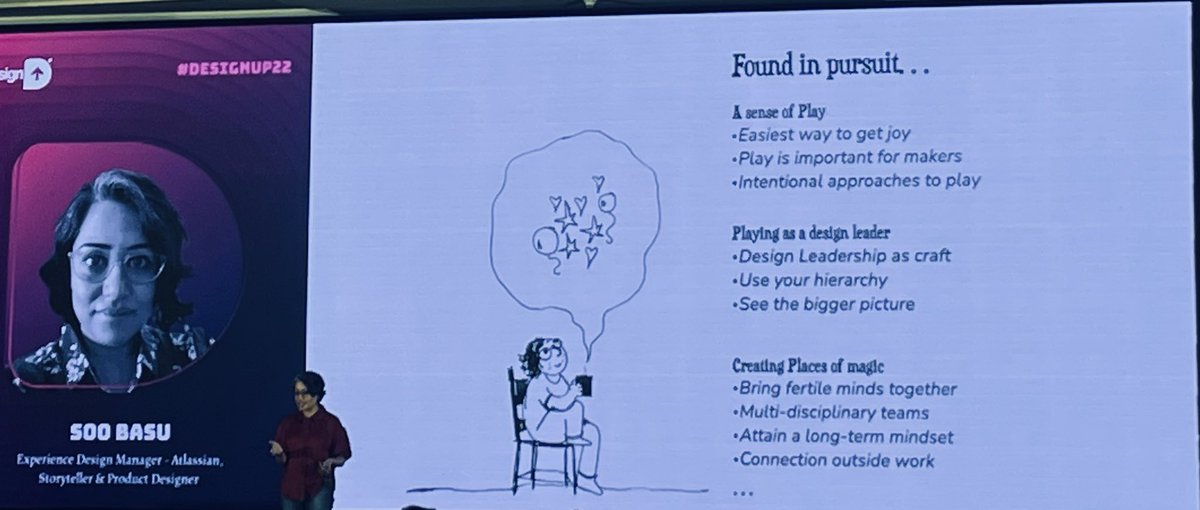 Lucid_Interval1's tweet image. It was an absolute joy to see @soosixty sketches on a huge screen telling her story about ‘how to pursue creative joy and play as a design leader’....delightful! @DesignUpConf #DesignUp22