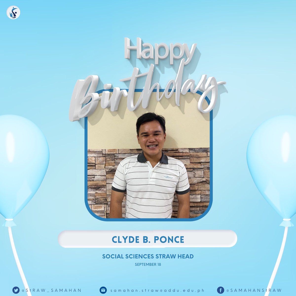 StRAW_SAMAHAN's tweet photo. Today is #CLYDEDAY ๐ฅณ
Happy Birthday to our Social Sciences StRAW Head, ๐พ๐ก๐ฎ๐๐ ๐๐ค๐ฃ๐๐! ๐
Itโs a day to celebrate you and everything youโve accomplished in life. May this year be filled with joy and success. Wishing you the best!
#StRAWForEveryone ๐ฅ
#HereAndNow โก๏ธ https://t.co/mtjVCan6Bm