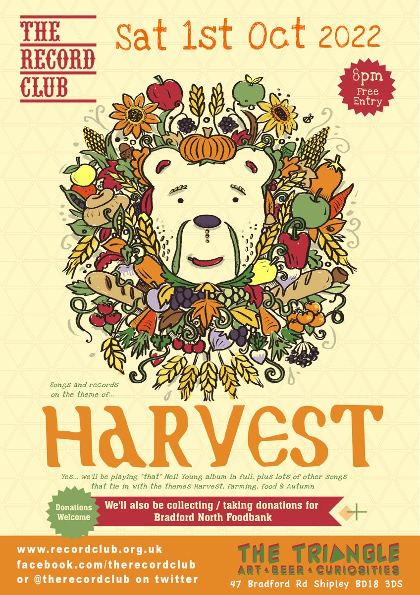 Our next event upstairs <a href="/shipleytriangle/">The Triangle</a> is Saturday 1st October - Harvest. We'll be playing Neil Young's album in full. Bring your harvest/food/farming related vinyl to play too. And a donation for Bradford North Foodbank.
#vinyl #records #bradford #shipley #saltaire #bingley