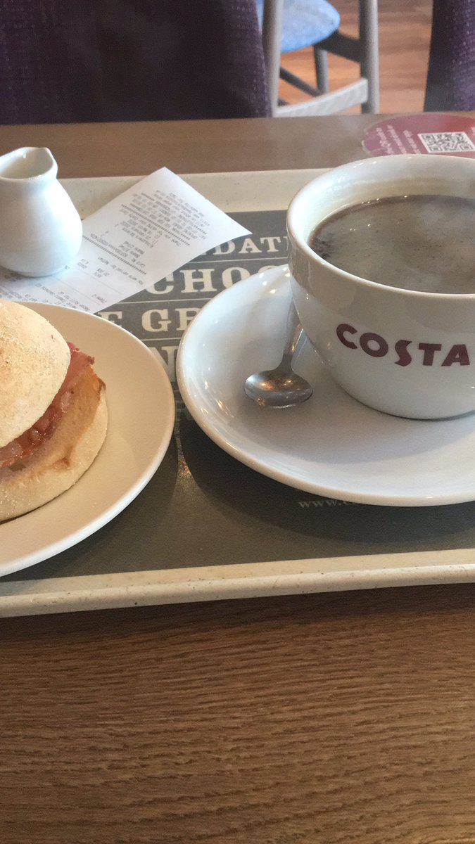 Lets_makeatrip's tweet photo. Just popped into the ‘office’ again this morning to do some ‘work’ 🤔 #costa #letsmakeatrip #bacon #coffee https://t.co/4q32CzU729