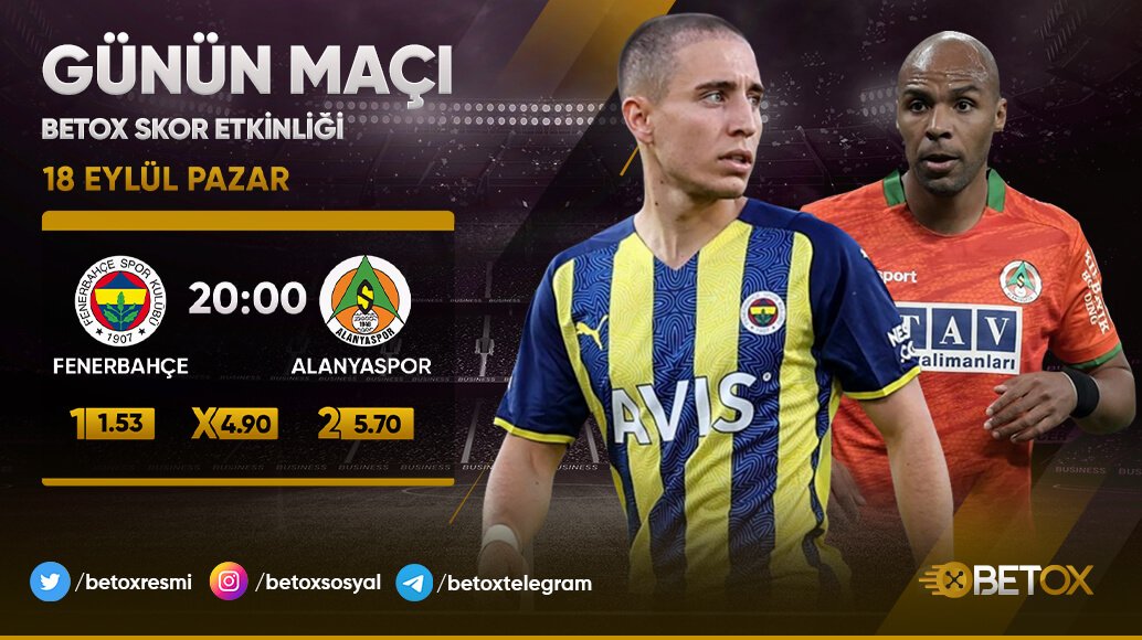 Fenerbahçe - Alanyaspor karşılaşmasında doğru skoru bilen ilk 10 kişiye 50₺ Freebet şansı 🍀🔥

Retweetle, Arkadaşını Etiketle ve kullanıcı adınla skor tahminini paylaş! 🔥

Not: Yüklemeler maç bitiminden 24 saat içerisinde yapılacaktır.
Çoklu tahminler geçersiz sayılacaktır.