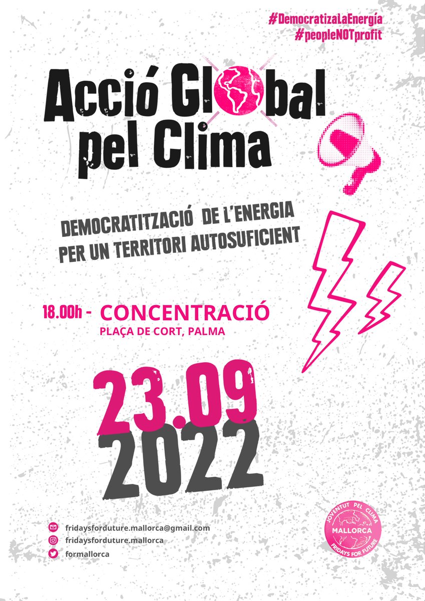 DocentsF's tweet photo. AMICS DOCENTS: En temps d'urgència climàtica, tres convocatòries:

1. Divendres 23 de setembre la Joventut pel Clima @formallorca, els nostres "fridays", se sumen a la jornada d'Acció Global pel Clima. Mirem de ser-hi. https://t.co/SN3IZoRZIt