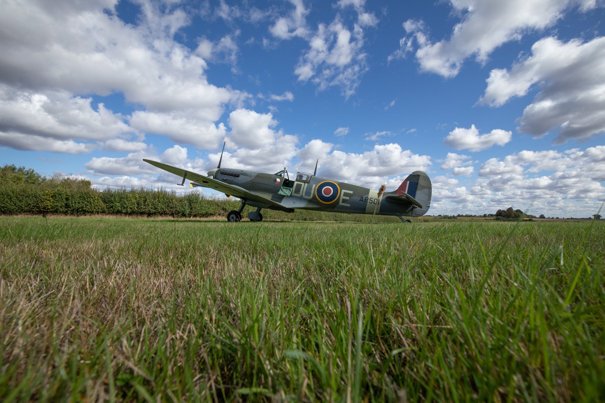 SteveRuskin's tweet photo. A great day @ShuttleworthTru with @DarrenHarbar and Supermarine Spitfire MK Vc AR501. Well organised, great value and most of all great fun. The best bit - I got to sit in the beast.....
#Spitfire
#AR501
#Shuttleworth
#Canon 
#aviationphotography 
#clouds 
#1940s https://t.co/PLTQd6d3gU