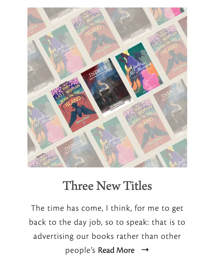 VagabondVoices's tweet photo. We're publishing three new books next week, for the first time in 18 months!
Learn more about the books and bringing them to publication here, in a post from director Allan Cameron:
https://t.co/sSZRPySzaA https://t.co/6KqzTcAtM0