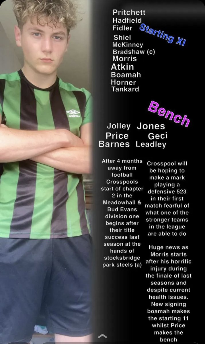 CrosspoolU18's tweet photo. Here’s how we line up Against Stocksbridge Park Steels! 🍀 https://t.co/ERrKx2xoMu