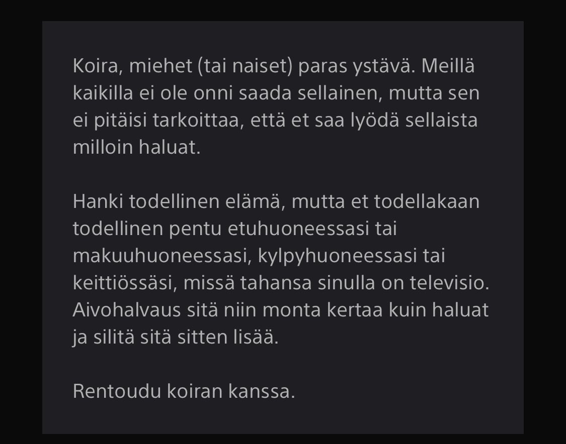 tontsa's tweet photo. Näin siinä käy, kun julkaisija ei halua maksaa oikeasta lokalisoinnista vaan tyytyy konekäännökseen. Jo pelkästä nimestä saa ikävät vibat, eikä tuo tuotekuvaus suoranaisesti paranna tilannetta. 

(Pelin alkuperäinen nimi on siis Stroke The Dog.) https://t.co/tgQxMxRJKI