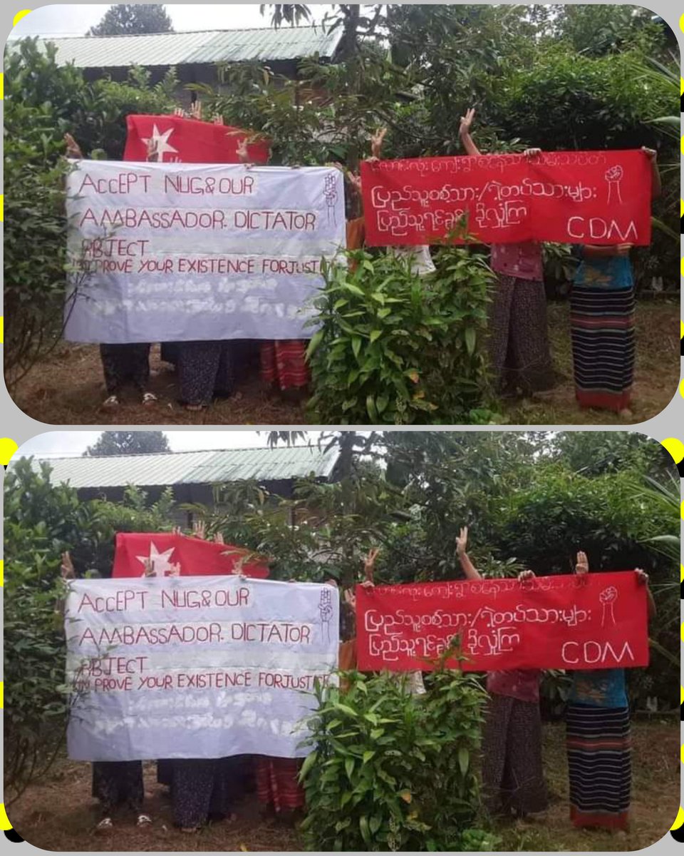 NantEiThandar's tweet photo. Residents of #Longlon Township, #Dawei District protested to be able to continued serving of Ambassador U Kyaw Moe Tun at the United Nations and the overthrow of the military dictatorship today.
#2022Sept18Coup
#CivilianCasualtiesByJunta
#WhatsHappeningInMyanmar https://t.co/AakyIKjix8