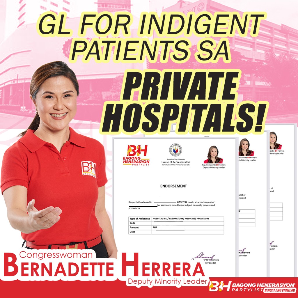 CongBHerrera's tweet photo. Sa ating panukalang batas, ipinaglalaban po natin na ang guarantee letters ay tanggapin kahit sa mga pribadong ospital. Dalangin po natin na gawin ng batas ito nang sa gayon ay mapalawak pa ng gobyerno ang medical assistance program nito.
#congbh #repbh #BHBagongHenerasyon https://t.co/d5MQS0ZNH0