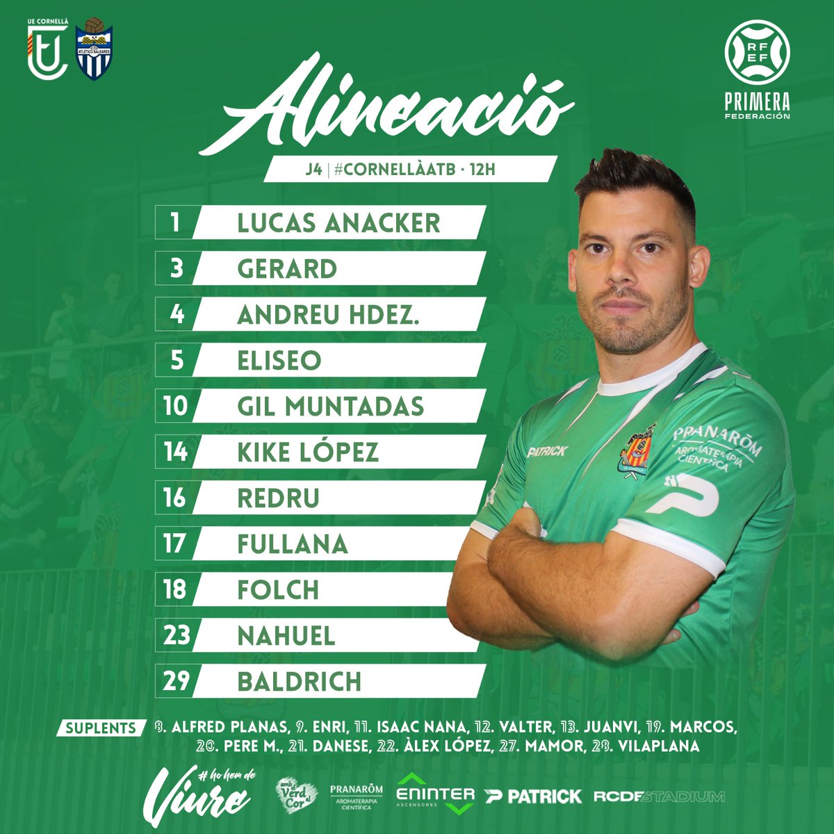 👥 XI #UECornellà
🏆 J4 | <a href="/Primera_RFEF/">Primera Federación Versus e-Learning</a>

📍⚽ #CornellàATB 

#HoHemDeViure 💚