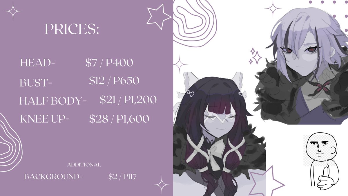 luu_077's tweet photo. - commissions open -
☆likes and rts are very much appreciated !!☆ 

HIIII if you’re interested, please DM me. thanku~

#commissionsopen #commissionsheet #artph https://t.co/zLDjjuuQyi